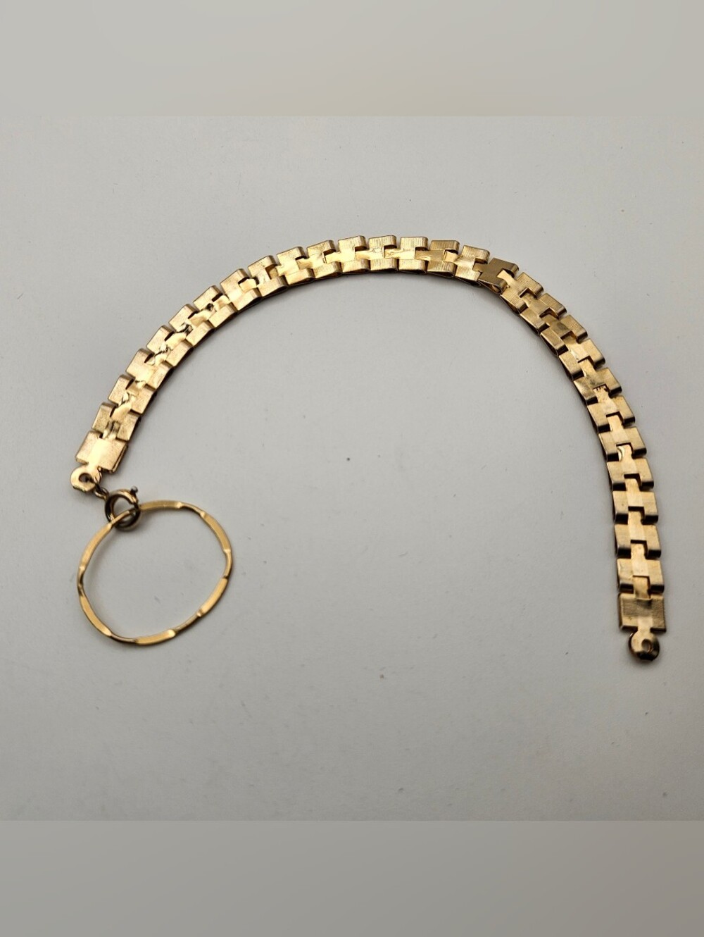 Vintage Pocket Watch Chain Vest Belt Loop Brick Link Gold Tone 8.5